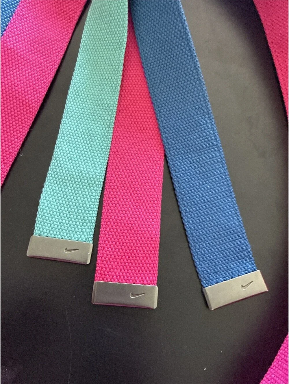 Nike Golf Web Belt Hot pink Blue And Teal Buckle Belt One Size *48.5”* Long